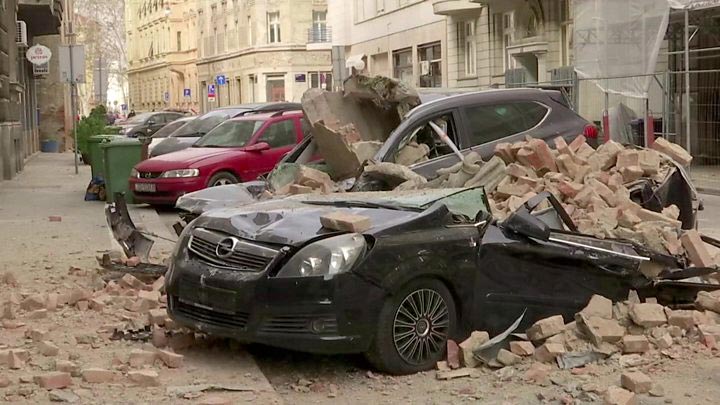 Zagreb, Croatia - Earthquake amid coronavirus crisis