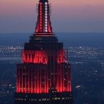 Empire State Building, New York – Signature white lights replaced by an eery red heartbeat and emergency siren